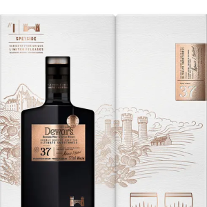 Dewar’s Double Double 37 Year Old Scotch Whisky w/ Baccarat Crystal Glasses
